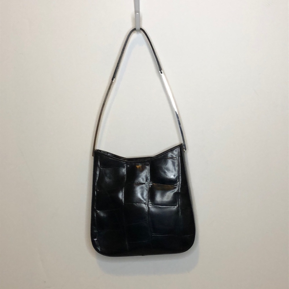 Laurent Effel Patent Black Embossed Shoulder Bag